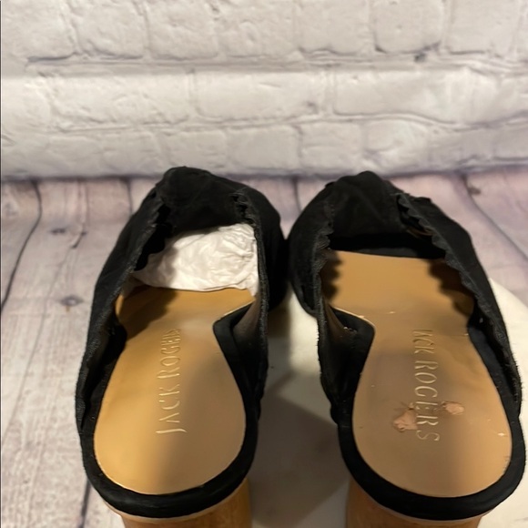 Jack Rogers Black Sueded Mules with Wooden Heel Sz 5.5 - Picture 4 of 9